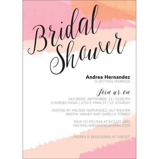 Pink Watercolor Wash Bridal Shower Invitations